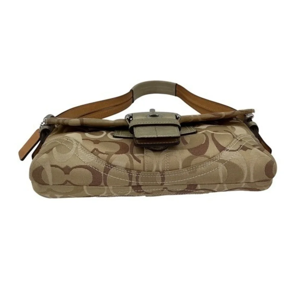 Coach Khaki Gold Signature Baguette Shoulder Bag &‎ Matching Wallet Set - Picture 8 of 13